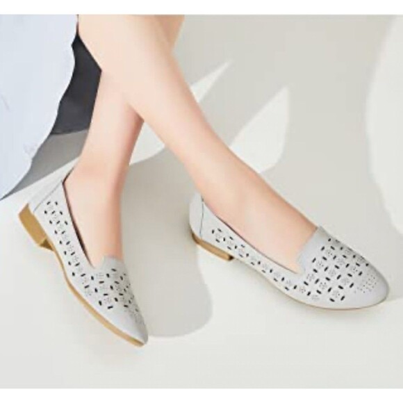 Rominz Women's Flats Shoes Comfortable Grey PU Leather Ballet Flats Size 6 - Picture 16 of 16